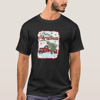 Red Buffalo Kariert Truck Merry Christmas Tree Ble T-Shirt