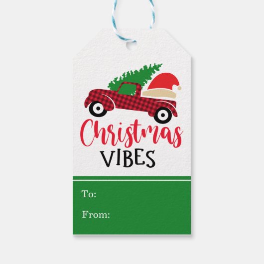 Red Buffalo Kariert Truck Weihnachtsmannmütze Weih Geschenkanhänger (Rückseite)