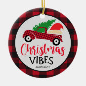Red Buffalo Kariert Truck Weihnachtsmannmütze Weih Keramik Ornament (Vorne)