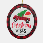 Red Buffalo Kariert Truck Weihnachtsmannmütze Weih Keramik Ornament (Links)