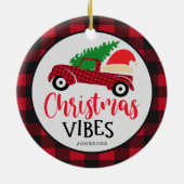 Red Buffalo Kariert Truck Weihnachtsmannmütze Weih Keramik Ornament (Hinten)