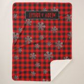 Red Buffalo Kariert und Glitzer Schneeflocken Sherpadecke (Vorderseite)