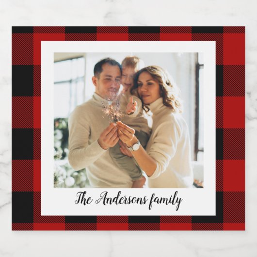 Red Buffalo Kariert- und Persönlichkeitsname und F Bierflaschenetikett (Einzelnes Label)