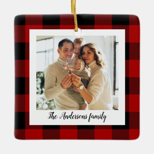 Red Buffalo Kariert- und Persönlichkeitsname und F Keramikornament (Vorderseite)