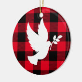Red Buffalo Kariert und White Peace Dove Keramik Ornament (Links)