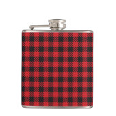 Red Buffalo Kariert Vinyl Wrapped Flask Flachmann (Vorderseite)