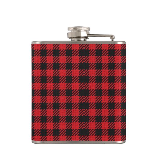 Red Buffalo Kariert Vinyl Wrapped Flask Flachmann (Rückseite)