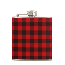 Red Buffalo Kariert Vinyl Wrapped Flask