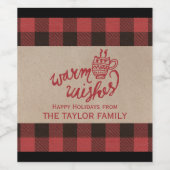 Red Buffalo Kariert Warme Wünsche Weihnachten Weinetikett (Einzelnes Label)