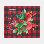 Red Buffalo Kariert Watercolor Kardinäle Weihnacht Fleecedecke (Vorderseite (Horizontal))