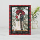 Red Buffalo Kariert Wedding Foto Frohe Weihnachten (Stehend Vorderseite)