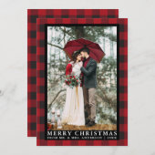 Red Buffalo Kariert Wedding Foto Frohe Weihnachten (Vorne/Hinten)