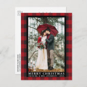 Red Buffalo Kariert Wedding Foto Frohe Weihnachten Postkarte (Vorne/Hinten)