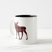 Red Buffalo Kariert Weihnachten Elche Silhouette Zweifarbige Tasse (Vorderseite Links)