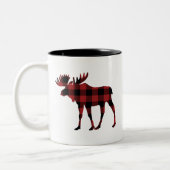Red Buffalo Kariert Weihnachten Elche Silhouette Zweifarbige Tasse (Links)