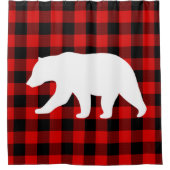 Red Buffalo Kariert & White Bear Duschvorhang (Vorderseite)