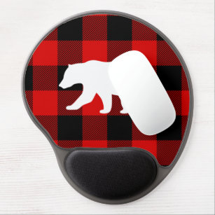 Red Buffalo Kariert & White Bear Gel Mousepad