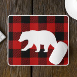 Red Buffalo Kariert & White Bear Mousepad<br><div class="desc">Red Buffalo Kariert & White Bear</div>