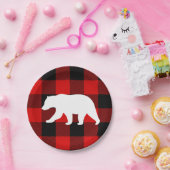 Red Buffalo Kariert & White Bear Pappteller (Party)