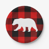 Red Buffalo Kariert & White Bear Pappteller (Vorderseite)