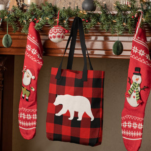 Red Buffalo Kariert & White Bear Tasche