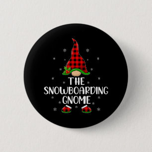 Red Buffalo Kariert zum Snowboarden-Gnome Button