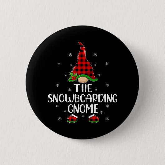 Red Buffalo Kariert zum Snowboarden-Gnome Button (Vorderseite)