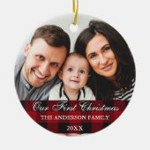 Red Buffalo Karierte Familie Unsere erste Weihnach Keramik Ornament (Vorne)