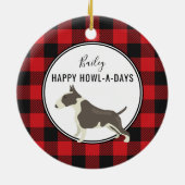 Red Buffalo Karierte Pitt Bull Dog Ornament (Hinten)