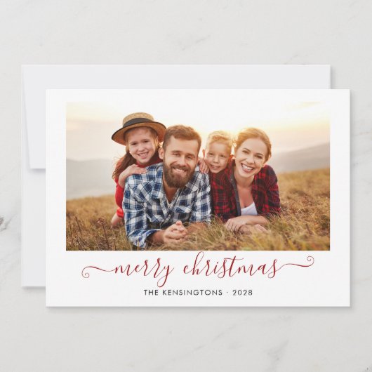 Red Buffalo Karierte Skripte Frohe Weihnachten Fot (Vorderseite)