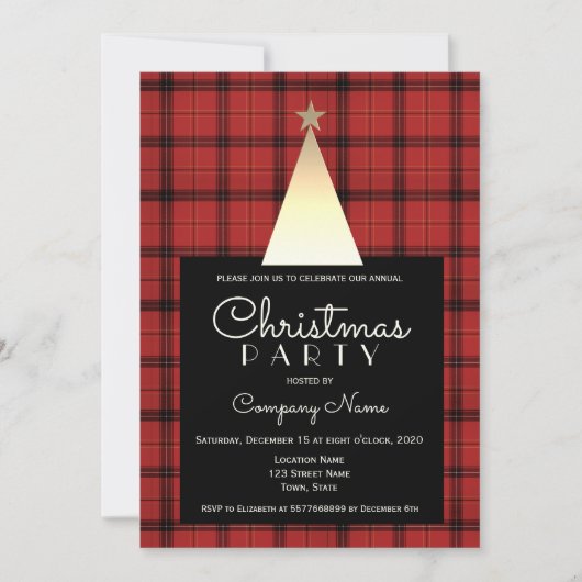 Red Buffalo Karierte Weihnachten Einladung (Vorderseite)