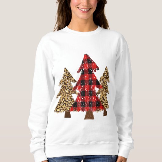 Red Buffalo Karierte Weihnachtsbaum Sweatshirt (Vorderseite)