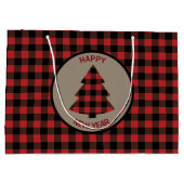 Red Buffalo Karierte Weihnachtsbaume Große Geschen Geschenktüte (Rückseite)