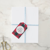 Red Buffalo Karierte Weihnachtsfeiertage Vorlage Geschenkanhänger (Mit Garn)