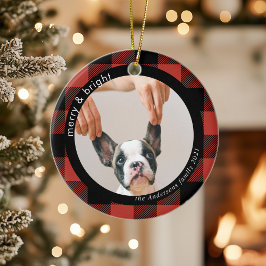 Red Buffalo Karierter Familienhund | Lustig und he Keramik Ornament