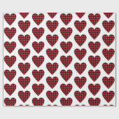 Red Buffalo Karierter Karo Herz-Land Rustikal Geschenkpapier (Flach)