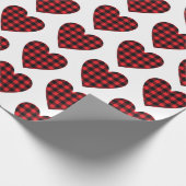 Red Buffalo Karierter Karo Herz-Land Rustikal Geschenkpapier (Ecke)