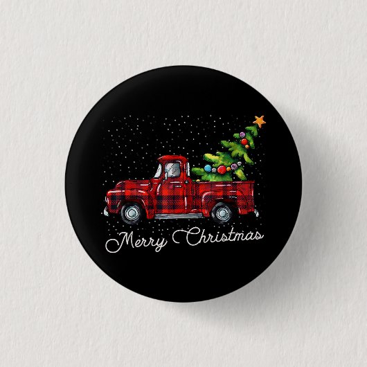 Red Buffalo Karierter Lieferwagen LKW mit Tree Mer Button (Vorderseite)