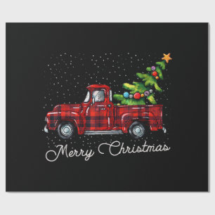Red Buffalo Karierter Lieferwagen LKW mit Tree Mer Geschenkpapier