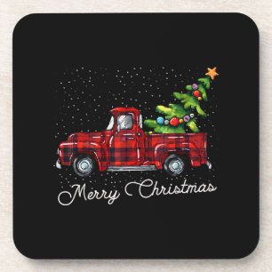 Red Buffalo Karierter Lieferwagen LKW mit Tree Mer Getränkeuntersetzer