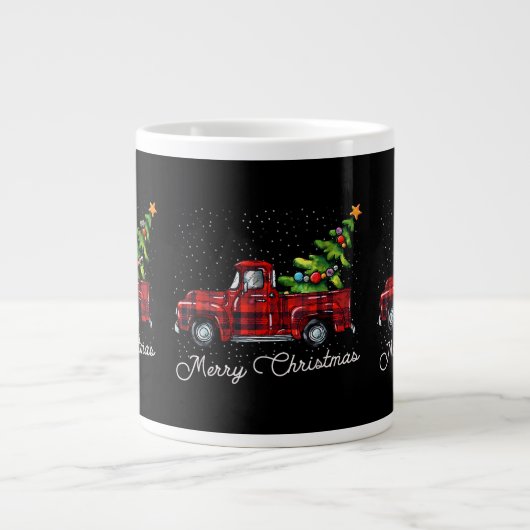 Red Buffalo Karierter Lieferwagen LKW mit Tree Mer Jumbo-Tasse (Vorderseite)