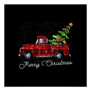 Red Buffalo Karierter Lieferwagen LKW mit Tree Mer Poster