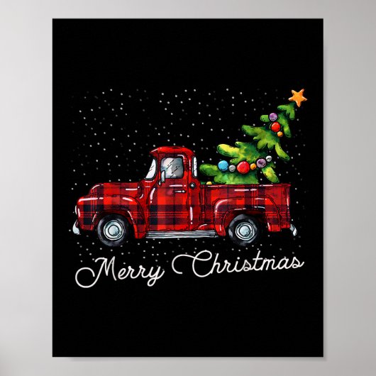 Red Buffalo Karierter Lieferwagen LKW mit Tree Mer Poster (Vorne)