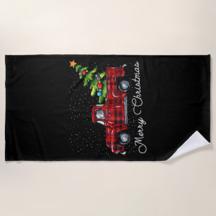 Red Buffalo Karierter Lieferwagen LKW mit Tree Mer Strandtuch
