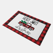 Red Buffalo Karierter Vintager Lkw & Baummonogramm Fußmatte (Schrägansicht)