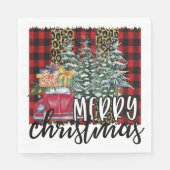 Red Buffalo Karierter Weihnachtsbaum Serviette (Vorderseite)