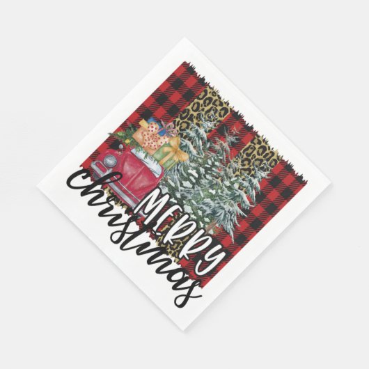 Red Buffalo Karierter Weihnachtsbaum Serviette (Ecke)