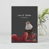 Red Buffalo Karierter Weihnachtswein Dankeskarte (Stehend Vorderseite)