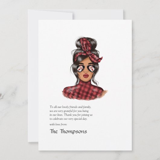 Red Buffalo Karierter Weihnachtswein Dankeskarte (Rückseite)