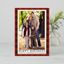 Red Buffalo Kariertes Foto Happy Holidays Gold Folien Feiertagskarte